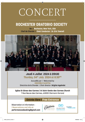 © Concert - chorale Rochester Oratorio Society | Église Saint-Genès des Carmes