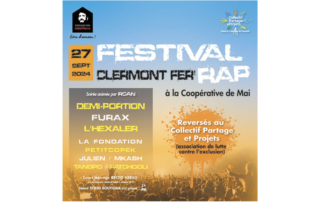 © Clermont Fer'rap : Demi Portion - Furax Barbarossa - L'Hexaler La Fondation - Petit Copek - Julien/Mkash - Tangpo/Patchooli | La Coopérative de Mai